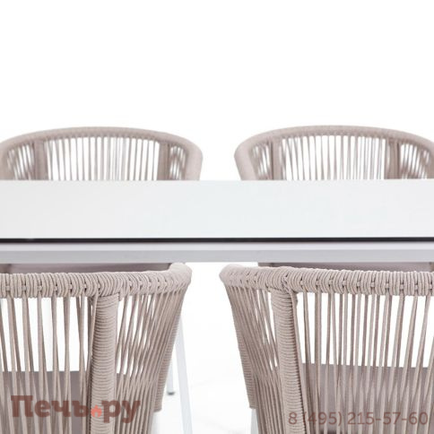 Oбеденная группа 4SiS Малага на 4 персоны со стульями Марсель, каркас белый, роуп бежевый фото 4