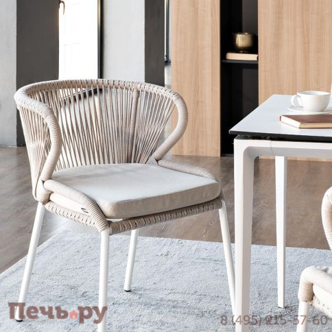 Обеденная группа 4SiS Малага на 4 персоны со стульями Милан, каркас белый, роуп бежевый фото 11