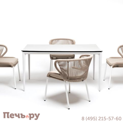 Обеденная группа 4SiS Малага на 4 персоны со стульями Милан, каркас белый, роуп бежевый фото 13