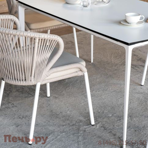 Обеденная группа 4SiS Малага на 4 персоны со стульями Милан, каркас белый, роуп бежевый фото 7