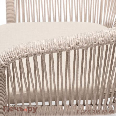 Обеденная группа 4SiS Малагана 6 персон со стульями Марсель, каркас белый, роуп бежевый фото 6