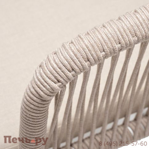 Обеденная группа 4SiS Малагана 6 персон со стульями Марсель, каркас белый, роуп бежевый фото 7