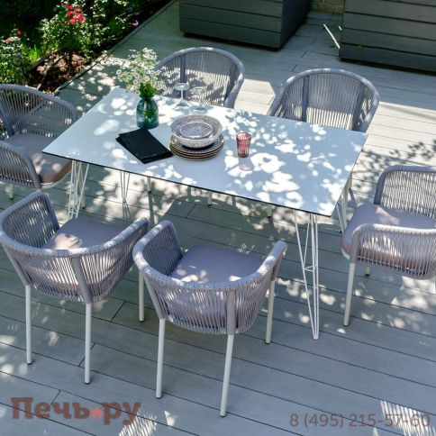 Обеденная группа 4SiS Милан на 6 персон, цвет светло-серый с белым каркасом фото 4