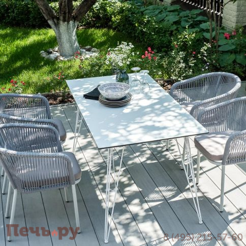 Обеденная группа 4SiS Милан на 6 персон, цвет светло-серый с белым каркасом фото 5