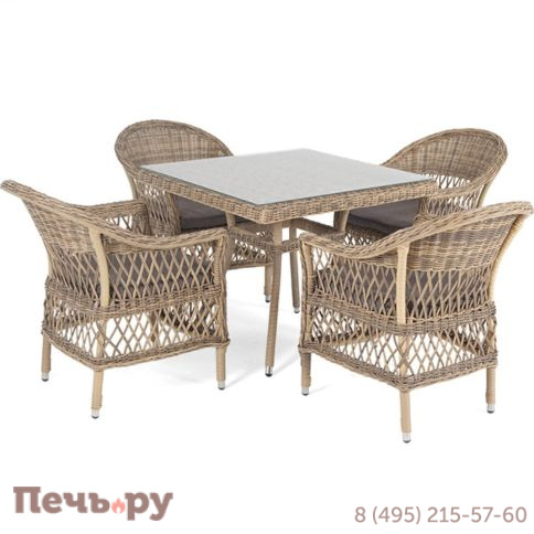 Обеденная группа 4SiS Сицилия плетеная, цвет соломенный фото 10