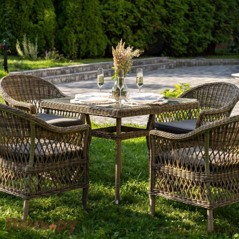 Обеденная группа 4SiS Сицилия плетеная, цвет соломенный фото 3