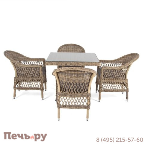 Обеденная группа 4SiS Сицилия плетеная, цвет соломенный фото 9