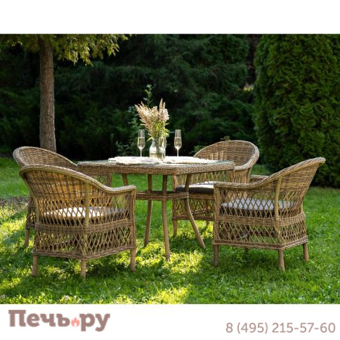 Обеденная группа 4SiS Сицилия плетеная, цвет соломенный фото