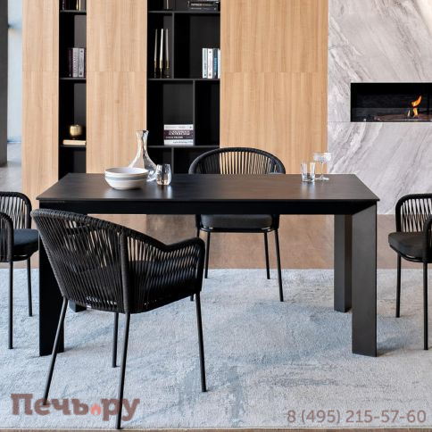 Обеденная группа 4SiS Венето на 4 персоны со стульями Лион, каркас темно-серый, роуп темно-серый фото 2