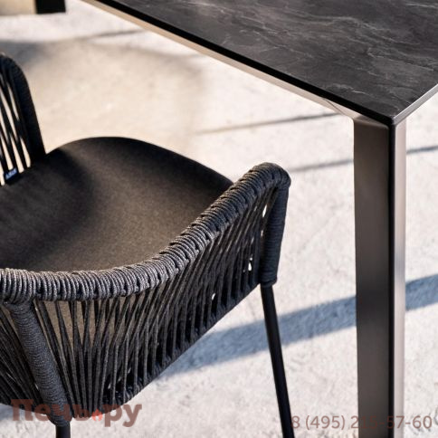 Обеденная группа 4SiS Венето на 4 персоны со стульями Лион, каркас темно-серый, роуп темно-серый фото 4