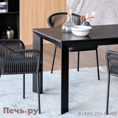 Обеденная группа 4SiS Венето на 4 персоны со стульями Лион, каркас темно-серый, роуп темно-серый фото 6