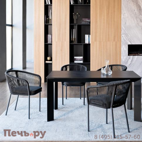 Обеденная группа 4SiS Венето на 4 персоны со стульями Марсель, каркас темно-серый, роуп темно-серый фото 2