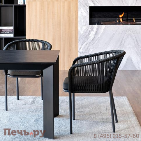 Обеденная группа 4SiS Венето на 4 персоны со стульями Марсель, каркас темно-серый, роуп темно-серый фото 4