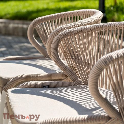 Обеденная группа 4SiS Венето на 6 персон со стульями Милан, каркас белый, роуп бежевый фото 11