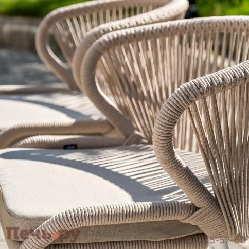 Обеденная группа 4SiS Венето на 6 персон со стульями Милан, каркас белый, роуп бежевый фото 12