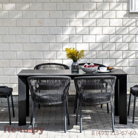 Обеденная группа 4SiS Венето на 6 персон со стульями Милан, каркас темно-серый, роуп темно-серый фото 7