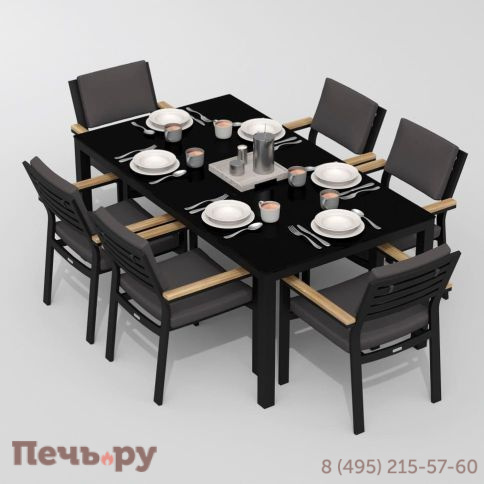 Обеденная группа CANA  BONTA  каркас карбон / стол стекло 180 / ткань антрацит фото 2