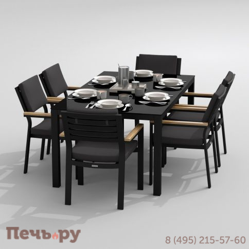 Обеденная группа CANA  BONTA  каркас карбон / стол стекло 180 / ткань антрацит фото 3