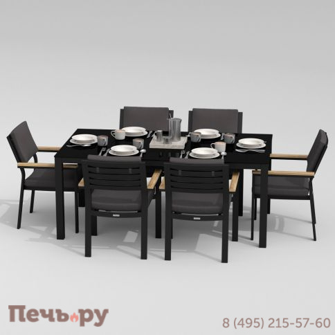 Обеденная группа CANA  BONTA  каркас карбон / стол стекло 180 / ткань антрацит фото