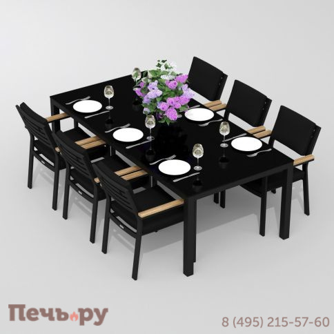 Обеденная группа CANA  BONTA  каркас карбон / стол стекло 200 / ткань черная фото 2