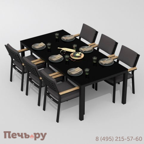 Обеденная группа CANA  BONTA  каркас карбон / стол стекло 220 / ткань антрацит фото 2