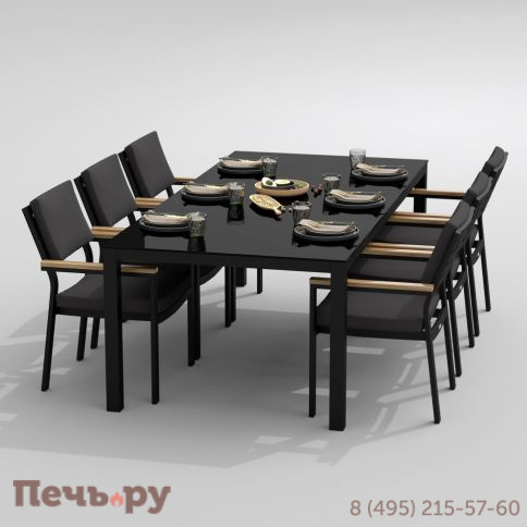 Обеденная группа CANA  BONTA  каркас карбон / стол стекло 220 / ткань антрацит фото 3