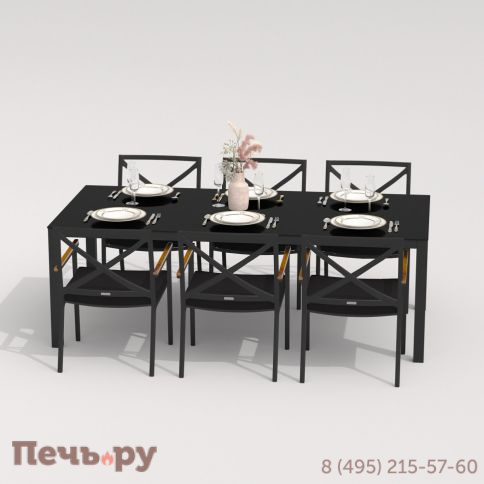 Обеденная группа CANA FESTA  каркас карбон / стол стекло 220 / ткань черная фото