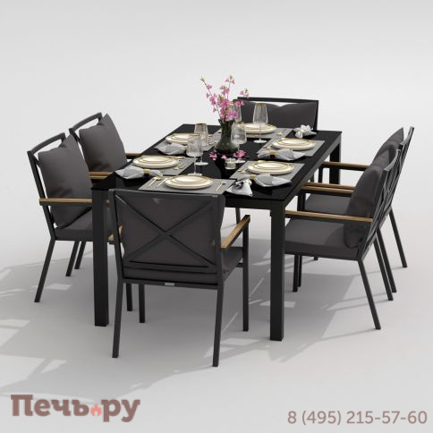 Обеденная группа  CANA FESTA plus каркас карбон / стол стекло 180 / ткань антрацит фото 2