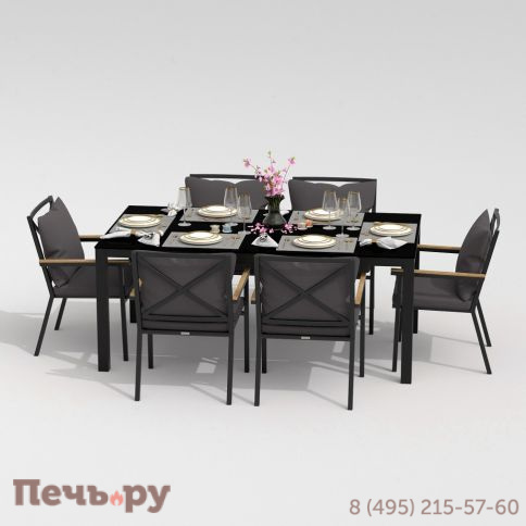 Обеденная группа  CANA FESTA plus каркас карбон / стол стекло 180 / ткань антрацит фото