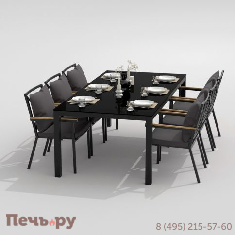 Обеденная группа  CANA FESTA plus каркас карбон / стол стекло 200 / ткань антрацит фото 3