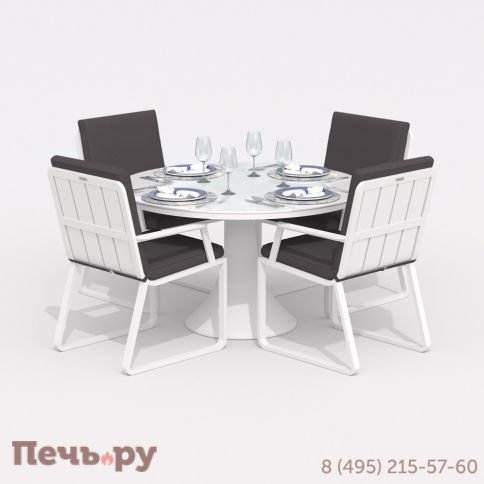 Обеденная группа DIVA ALBA  каркас белый / стол стекло диа 110 / ткань антрацит фото 2