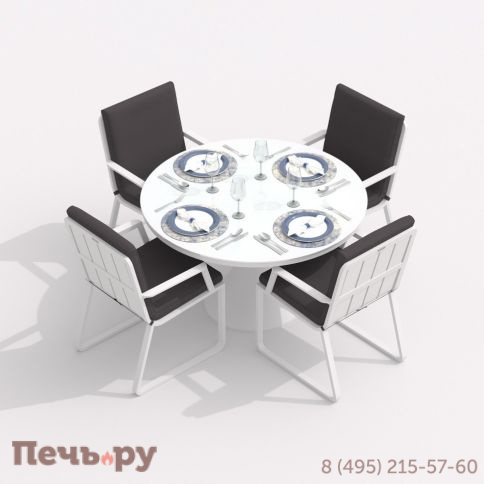 Обеденная группа DIVA ALBA  каркас белый / стол стекло диа 110 / ткань антрацит фото 3