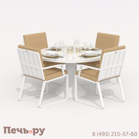 Обеденная группа DIVA ALBA  каркас белый / стол стекло диа 110 / ткань бежевая фото 2