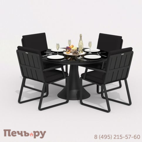 Обеденная группа DIVA ALBA  каркас карбон / стол стекло диа 110 / ткань черная фото 2