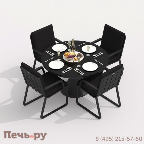 Обеденная группа DIVA ALBA  каркас карбон / стол стекло диа 110 / ткань черная фото 3