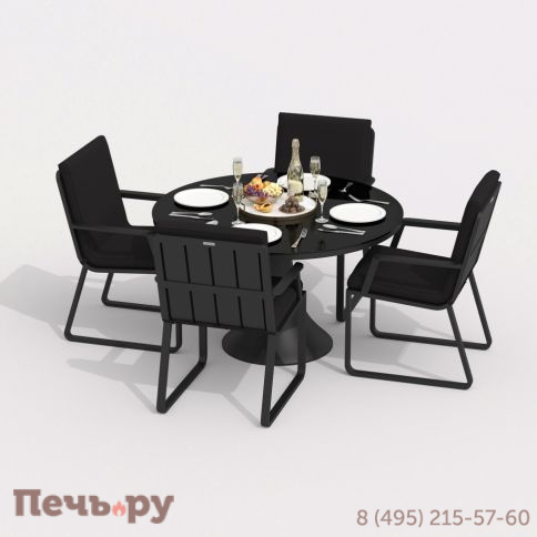 Обеденная группа DIVA ALBA  каркас карбон / стол стекло диа 110 / ткань черная фото