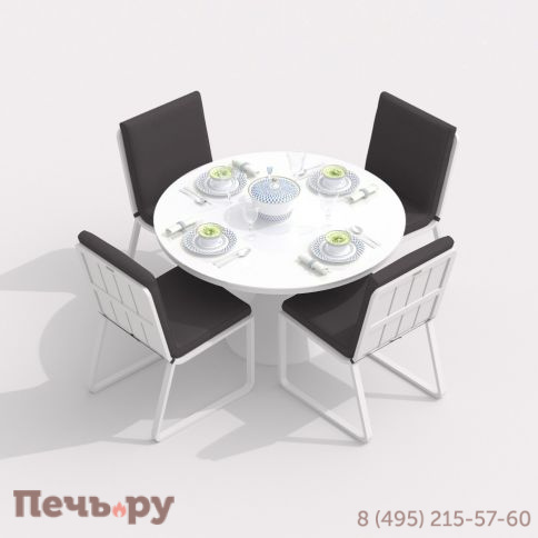 Обеденная группа DIVA GIRA  каркас белый / стол стекло диа 110 / ткань антрацит фото 2