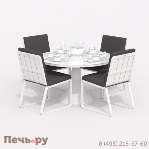 Обеденная группа DIVA GIRA  каркас белый / стол стекло диа 110 / ткань антрацит фото 3