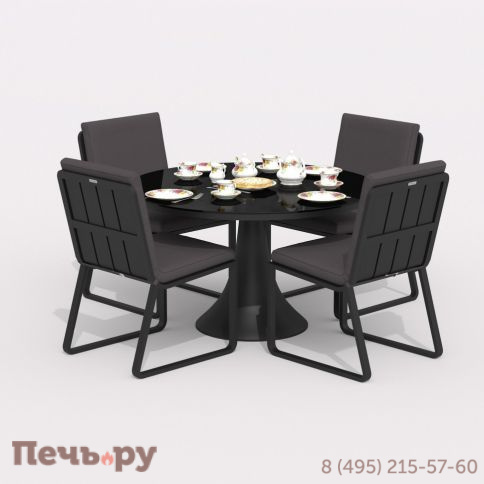 Обеденная группа DIVA GIRA  каркас карбон / стол стекло диа 110 / ткань антрацит фото 2