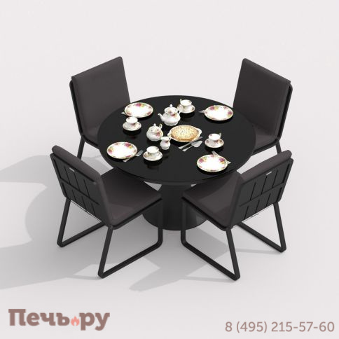 Обеденная группа DIVA GIRA  каркас карбон / стол стекло диа 110 / ткань антрацит фото 3