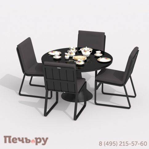 Обеденная группа DIVA GIRA  каркас карбон / стол стекло диа 110 / ткань антрацит фото