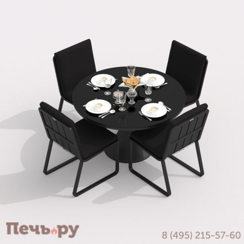 Обеденная группа DIVA GIRA  каркас карбон / стол стекло диа 110 / ткань черная фото 3