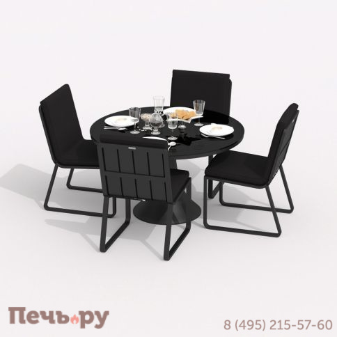 Обеденная группа DIVA GIRA  каркас карбон / стол стекло диа 110 / ткань черная фото