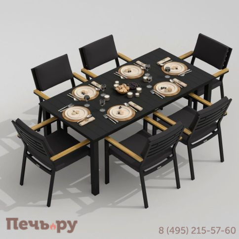 Обеденная группа DOLLA BONTA каркас карбон / стол алюминий 180 / ткань антрацит фото 2