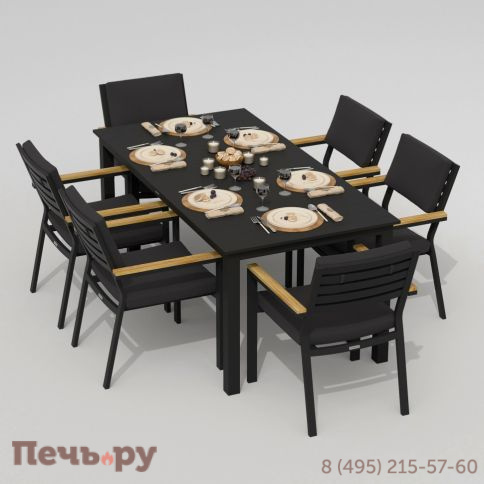 Обеденная группа DOLLA BONTA каркас карбон / стол алюминий 180 / ткань антрацит фото 3