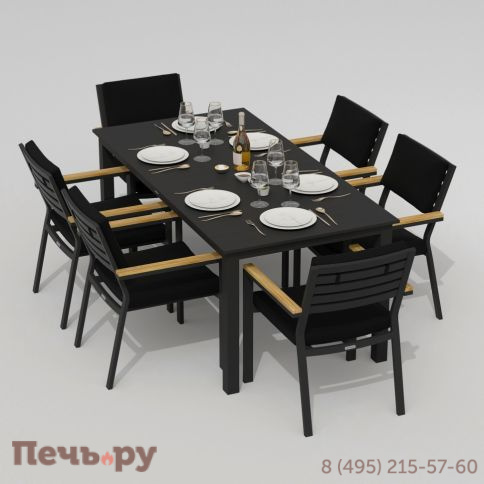 Обеденная группа DOLLA BONTA каркас карбон / стол алюминий 180 / ткань черная фото 2