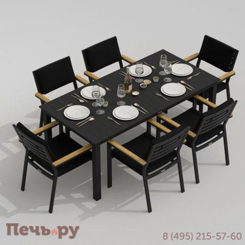 Обеденная группа DOLLA BONTA каркас карбон / стол алюминий 180 / ткань черная фото 3