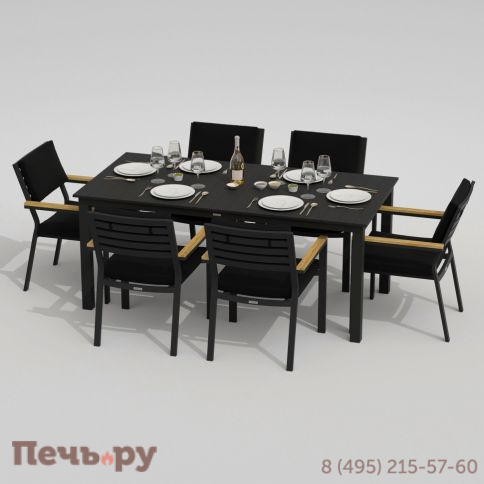 Обеденная группа DOLLA BONTA каркас карбон / стол алюминий 180 / ткань черная фото