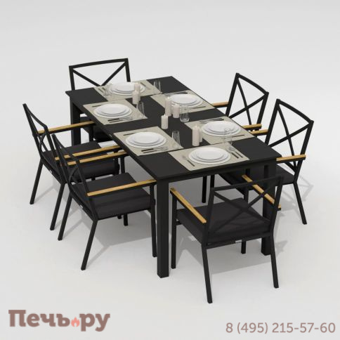 Обеденная группа DOLLA FESTA каркас карбон / стол алюминий 180 / ткань антрацит фото 2