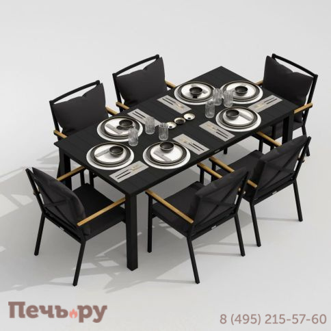 Обеденная группа  DOLLA FESTA plus каркас карбон / стол алюминий 180 / ткань антрацит фото 2